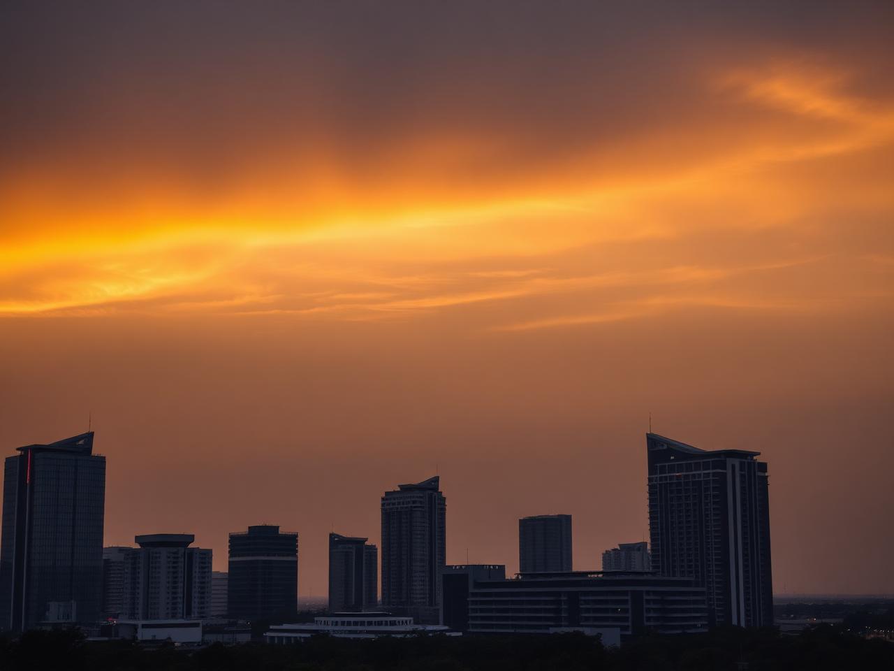 Bangalore skyline at golden hour
